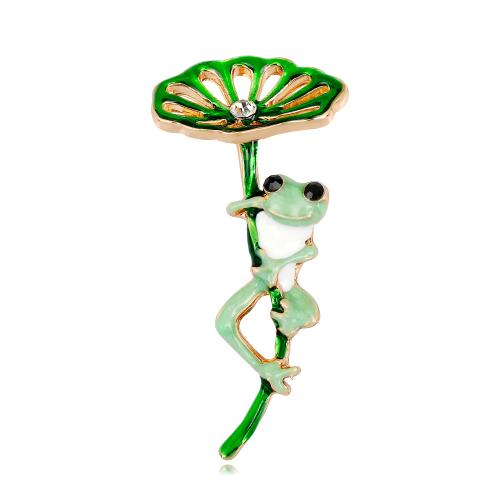Tibetan Style Brooches, Frog, fashion jewelry & for woman & enamel & with rhinestone, 46x22mm, Sold By PC