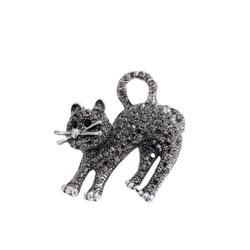 Zinc Alloy Brooches Cat plated fashion jewelry & for woman & with rhinestone Sold By PC