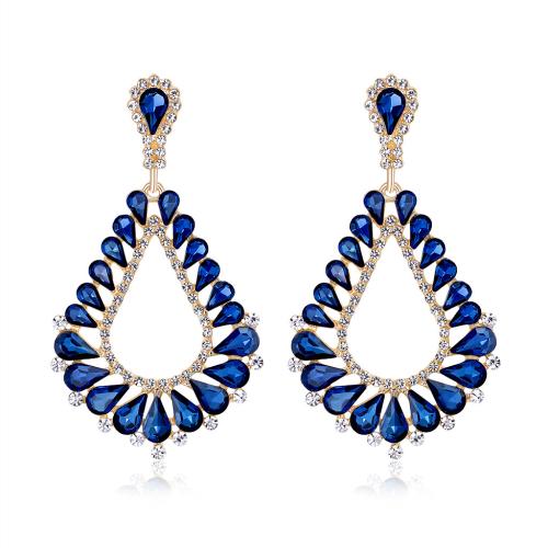 Zinc Alloy Stud Earring with Glass Rhinestone KC gold color plated fashion jewelry & for woman & with rhinestone Sold By Pair