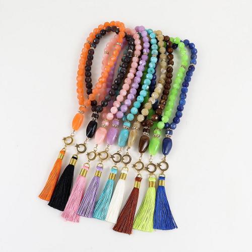 Acrylic Bracelets, with Cotton Thread & Tibetan Style, handmade, fashion jewelry & Unisex, more colors for choice, Length:14.57 Inch, Sold By PC