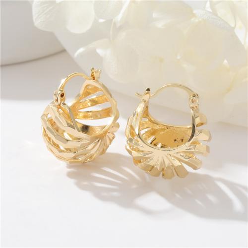 Brass Leverback Earring, plated, for woman, golden, 19.50x22.60mm, Sold By Pair