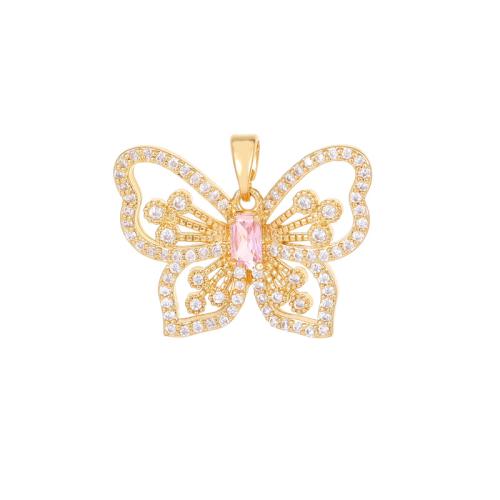 Cubic Zirconia Micro Pave Brass Pendant, with Shell, Butterfly, plated, DIY & different styles for choice & micro pave cubic zirconia, more colors for choice, Sold By PC