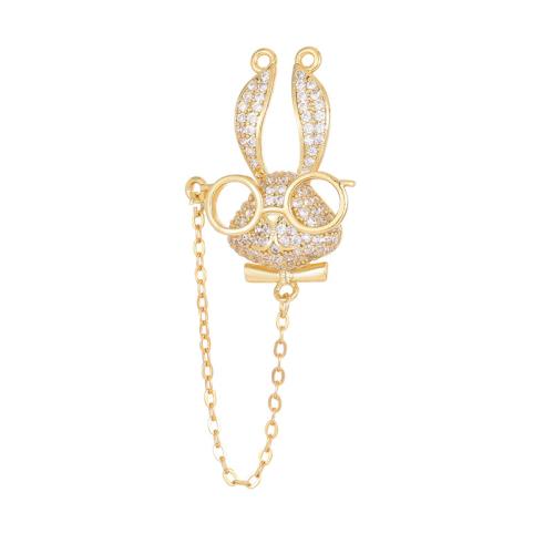 Cubic Zirconia Micro Pave Brass Pendant with Plastic Rabbit plated DIY & micro pave cubic zirconia Sold By PC
