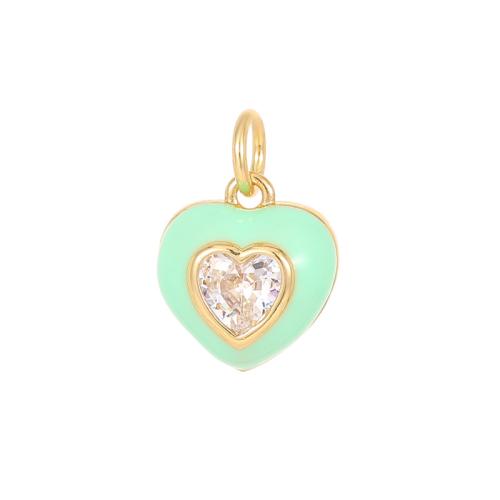 Cubic Zirconia Micro Pave Brass Pendant, Heart, plated, DIY & micro pave cubic zirconia & enamel, more colors for choice, Sold By PC