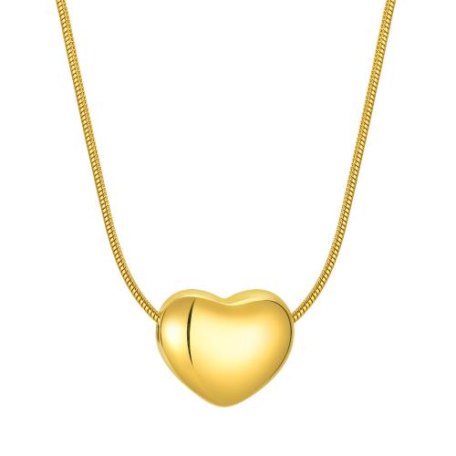 Edelstahl Schmuck Halskette, 304 Edelstahl, Herz, plattiert, für Frau, goldfarben, verkauft von PC