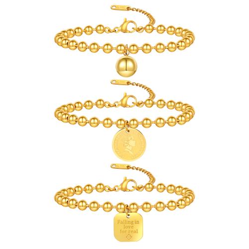 Bijoux bracelet en acier inoxydable, Acier inoxydable 304, Placage, styles différents pour le choix & pour femme, doré, Vendu par PC