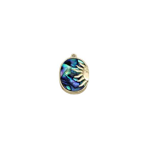 Brass Jewelry Pendants, with White Shell & Abalone Shell, plated, DIY, more colors for choice, 16.50x24.50mm, Sold By PC