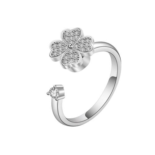 Cubic Zirconia Micro Pave 925 Sterling Silver Rings plated & micro pave cubic zirconia & for woman original color Sold By PC