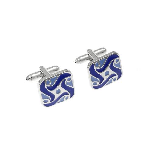 Cufflinks Zinc Alloy stoving varnish Unisex & enamel blue Sold By Pair