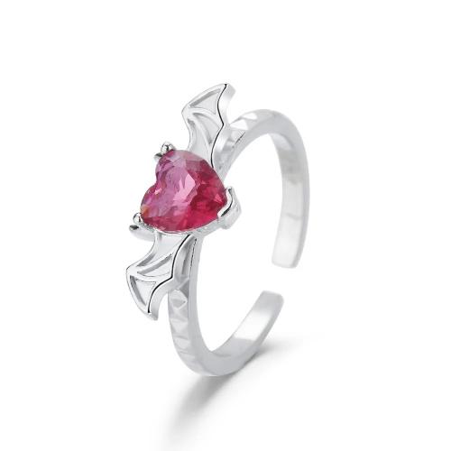 Zinc Alloy prst prsten, Zinek, á, micro vydláždit kubické zirkony & pro ženy, stříbro, Prodáno By PC