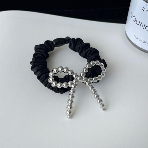Ponytail Holder Zinc Alloy with Cloth handmade & for woman black Sold By PC