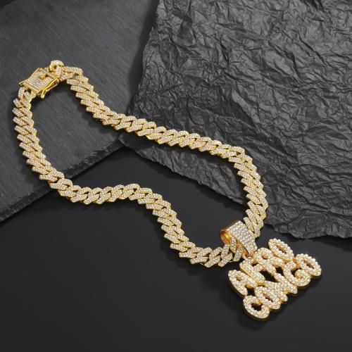 Tibetan Style Jewelry Necklace, Alphabet Letter, fashion jewelry & different styles for choice & for man & with rhinestone, Length:Approx 60 cm, Sold By PC