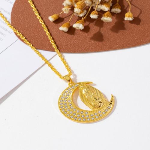Zinc Alloy smykker halskæde, mode smykker & Unisex & forskellige stilarter for valg & med rhinestone, Længde Ca. 60 cm, Solgt af PC