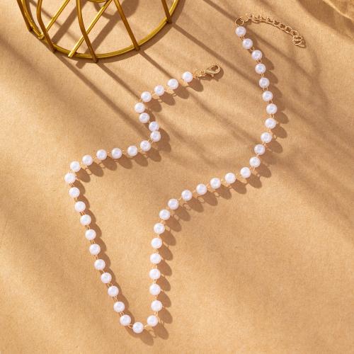 Plastikiniai perlų karoliai, Plastikiniai Perlas, su 5cm Extender grandinės, Bižuterijos & skirtingo dydžio pasirinkimo & moters, Ilgis Apytiksliai 47 cm, Pardavė PC