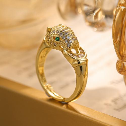 Cubique anneau en laiton Circonia Micro Pave, léopard, bijoux de mode & pavé de micro zircon & pour homme, plus de couleurs à choisir, Diamètre intérieur:Environ 20mm, Vendu par PC