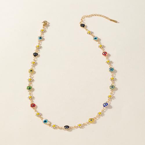 Evil Eye Jewelry Necklace, Tibetan Style, with 6cm extender chain, fashion jewelry & for woman & enamel, Length:Approx 41 cm, Sold By PC