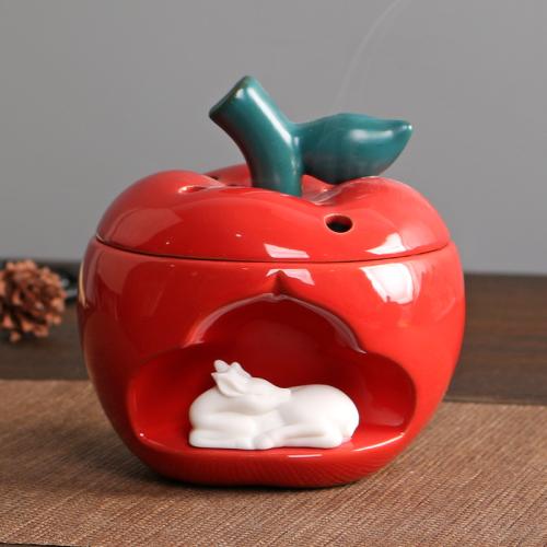 porcelaine Brûleur d’encens, pomme, fait à la main, pour la maison et le bureau & durable, plus de couleurs à choisir, 105x105x105mm, Vendu par PC