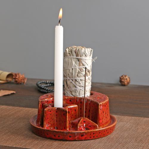 Traditional Ceramic Inserted Burner Incense Seat, Porcelain, handmade, for home and office & durable & multifunctional, more colors for choice, 125x125x45mm, Sold By PC