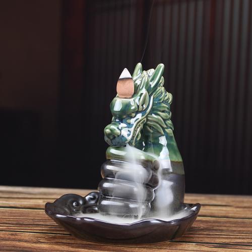 Backflow Incense Burner, Porcelain, handmade, for home and office & durable, 140x110x142mm, Sold By PC