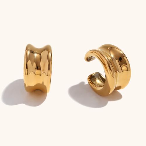 Mode Örhänge Cuff, 304 rostfritt stål, 18K guldpläterad, mode smycken & för kvinna, gyllene, 20.30x11.70mm, Säljs av Par