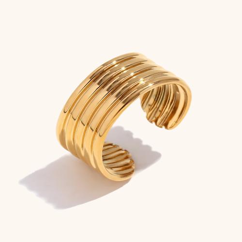 Stainless Steel Finger Ring, 304 Stainless Steel, 18K gold plated, fashion jewelry & for woman, golden, Sold By PC