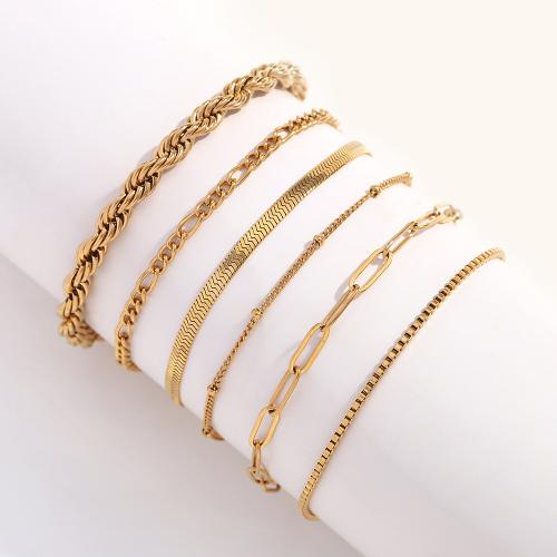 Stainless Steel Jewelry Bracelet, 304 Stainless Steel, with 5cm extender chain, 18K gold plated, fashion jewelry & different styles for choice & for woman, golden, Sold Per Approx 17 cm Strand