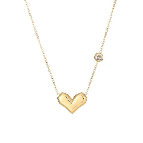 Stainless Steel Jewelry Necklace, 304 Stainless Steel, with 5cm extender chain, Heart, Vacuum Ion Plating, fashion jewelry & for woman, more colors for choice, 18x13mm, Length:40 cm, Sold By PC