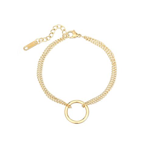 Stainless Steel Jewelry Bracelet, 304 Stainless Steel, with 3cm extender chain, Donut, Vacuum Ion Plating, fashion jewelry & for woman, more colors for choice, Length:Approx 16.5 cm, Sold By PC