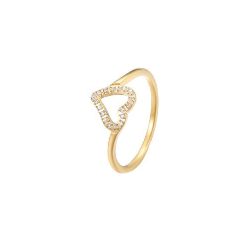 Zirkonia Edelstahl-Finger- Ring, 304 Edelstahl, Herz, Modeschmuck & Micro pave Zirkonia & für Frau, keine, Größe:8, verkauft von PC