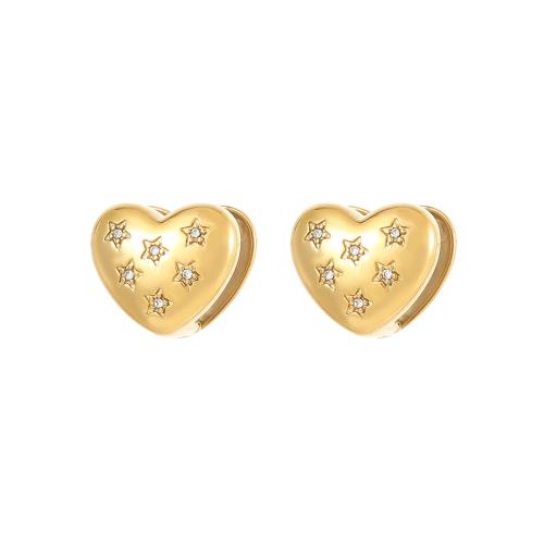 Stainless Steel Lever Back Earring 304 Stainless Steel Heart Vacuum Ion Plating fashion jewelry & micro pave cubic zirconia & for woman Sold By Pair
