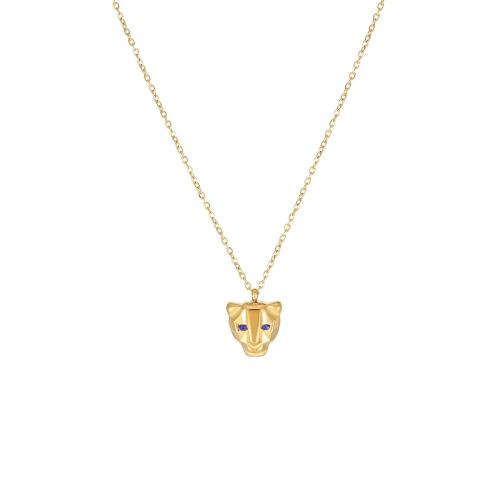 Edelstahl Schmuck Halskette, 304 Edelstahl, mit Verlängerungskettchen von 5cm, Leopard, Modeschmuck & für Frau, keine, Länge:40 cm, verkauft von PC