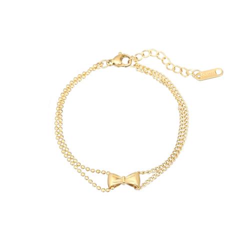 Stainless Steel Jewelry Bracelet, 304 Stainless Steel, with 3cm extender chain, Bowknot, Vacuum Ion Plating, fashion jewelry & for woman, more colors for choice, Length:Approx 16.5 cm, Sold By PC