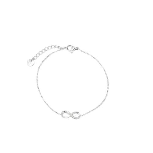 Stainless Steel Jewelry Bracelet 304 Stainless Steel with 3cm extender chain Number 8 Vacuum Ion Plating fashion jewelry & micro pave cubic zirconia & for woman Length 16.5 cm Sold By PC