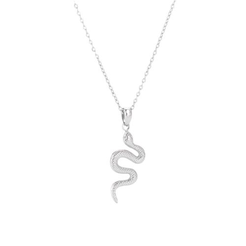 Edelstahl Schmuck Halskette, 304 Edelstahl, mit Verlängerungskettchen von 5cm, Schlange, Modeschmuck & für Frau, keine, 12x32mm, Länge:40 cm, verkauft von PC
