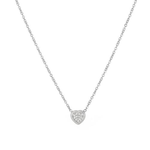 Stainless Steel Jewelry Necklace 304 Stainless Steel with 5cm extender chain Heart Vacuum Ion Plating fashion jewelry & micro pave cubic zirconia & for woman 8mm Length 40 cm Sold By PC
