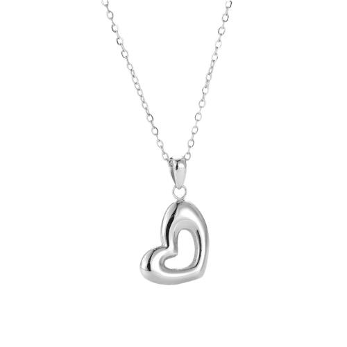 Stainless Steel Jewelry Necklace 304 Stainless Steel with 5cm extender chain Heart Vacuum Ion Plating fashion jewelry & for woman Length 40 cm Sold By PC