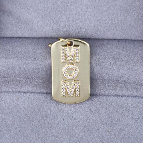 Cubic Zirconia Micro Pave Brass Pendant, gold color plated, DIY & micro pave cubic zirconia, nickel, lead & cadmium free, 25x15.30x2.70mm, Sold By PC