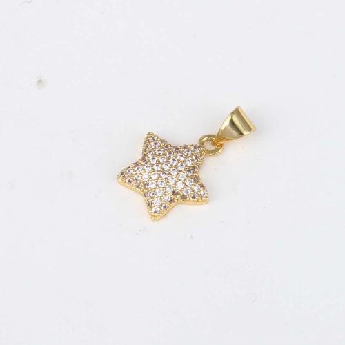 Cubic Zirconia Micro Pave Brass Pendant, Star, plated, DIY & micro pave cubic zirconia, more colors for choice, nickel, lead & cadmium free, 14.70x12.90x4.10mm, Sold By PC