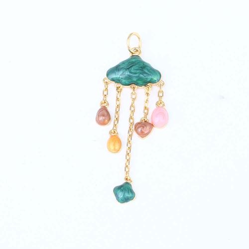 Brass Jewelry Pendants gold color plated DIY & enamel mixed colors nickel lead & cadmium free Sold By PC