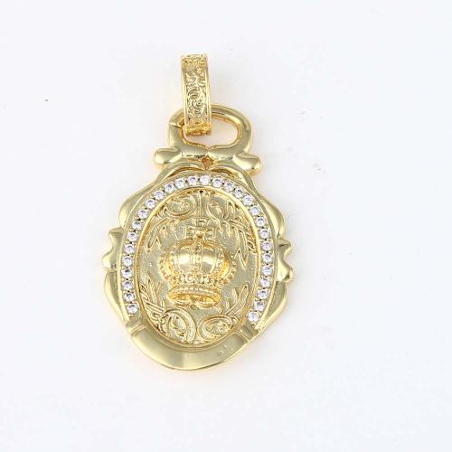 Cubic Zirconia Micro Pave Brass Pendant, gold color plated, DIY & micro pave cubic zirconia, nickel, lead & cadmium free, 30.90x20.40x5.10mm, Sold By PC