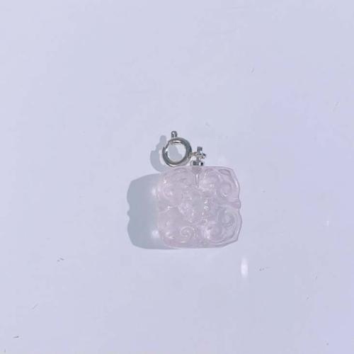 Quartz Gemstone Pendants Rose Quartz with Brass DIY pink 15mm Sold By PC