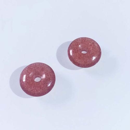 Natural Quartz Jewelry Beads Strawberry Quartz Flat Round DIY pink 15mm Sold By PC