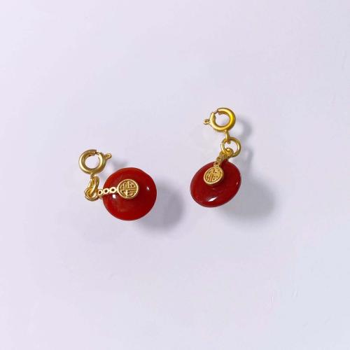 Agate Jewelry Pendants Yunnan Red Agate with Brass DIY red 12mm Sold By PC