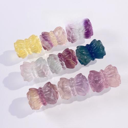 Natural Fluorite Beads Flower DIY Random Color 16mm Sold By PC