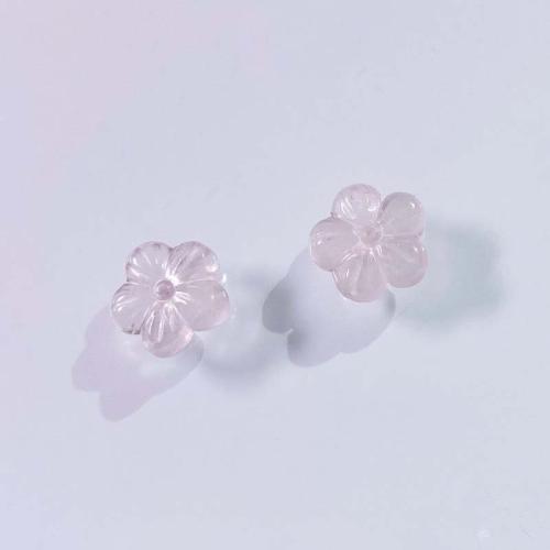 Grânulos de quartzo rosa natural, Flor, DIY, rosa, 12mm, vendido por PC