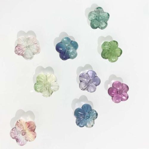 Natural Fluorite Beads Flower DIY Random Color 14mm Sold By PC