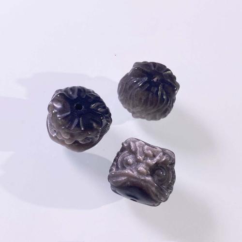 Бусины из поделочных камней, Обсидиан, Лев, DIY, черный, 16mm, продается PC