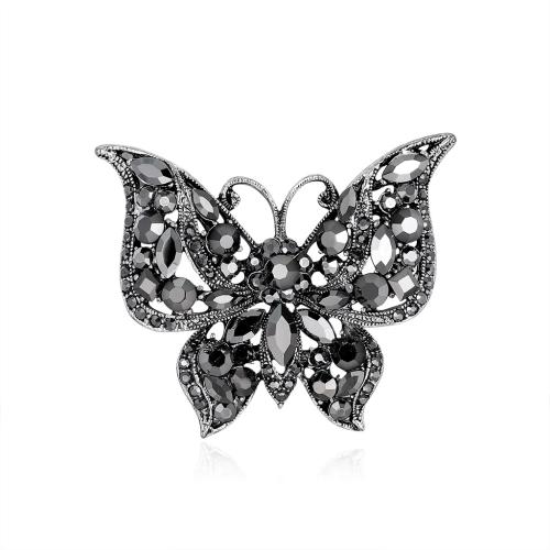 Zinc Alloy Brooches Butterfly fashion jewelry & Unisex & with rhinestone Sold By PC