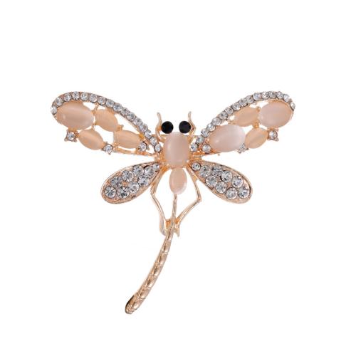Tibetan Style Brooches, with Acrylic, Dragonfly, KC gold color plated, fashion jewelry & Unisex & with rhinestone, 50x56mm, Sold By PC