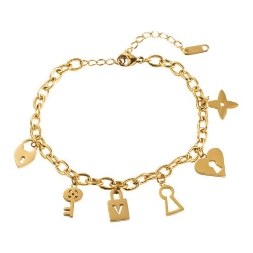 Titan Edelstahl Armband, Titanstahl, Modeschmuck & verschiedene Stile für Wahl & für Frau, Goldfarbe, verkauft von PC